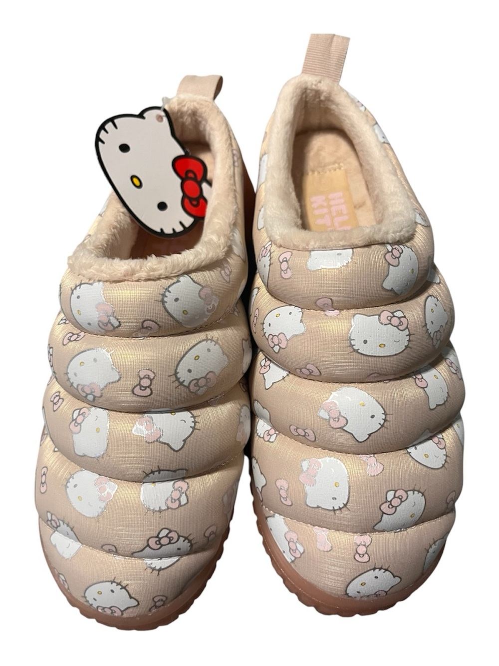 Hello Kitty Beige Quilted Slip-On Puffer Slippers